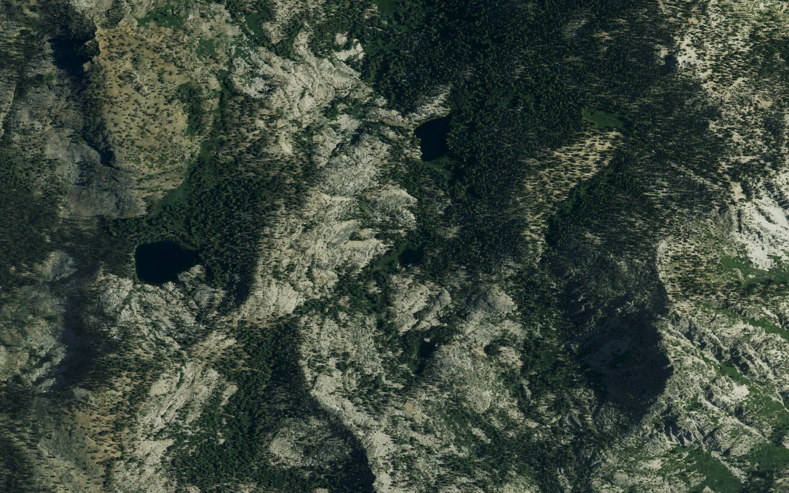 Aerial view centered on Grouse Lakes camp area