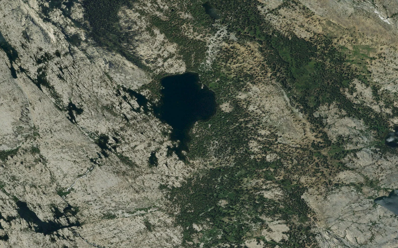Aerial view centered on Lake of Woods camp area