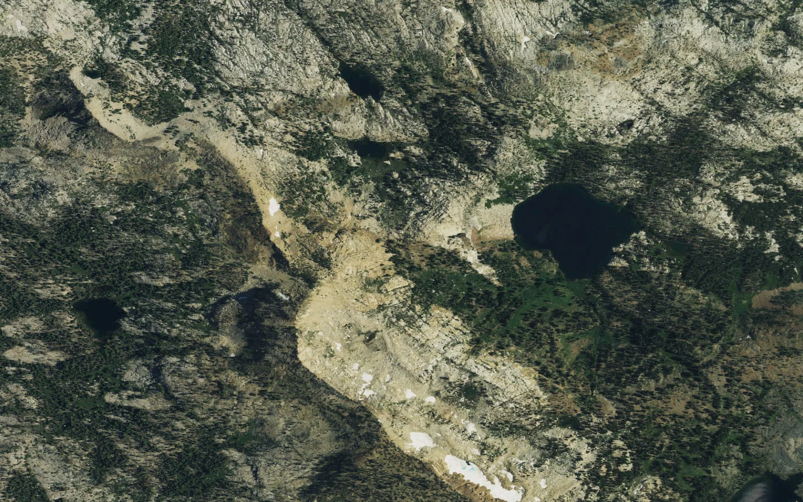 Aerial view centered on Red Peak camp area