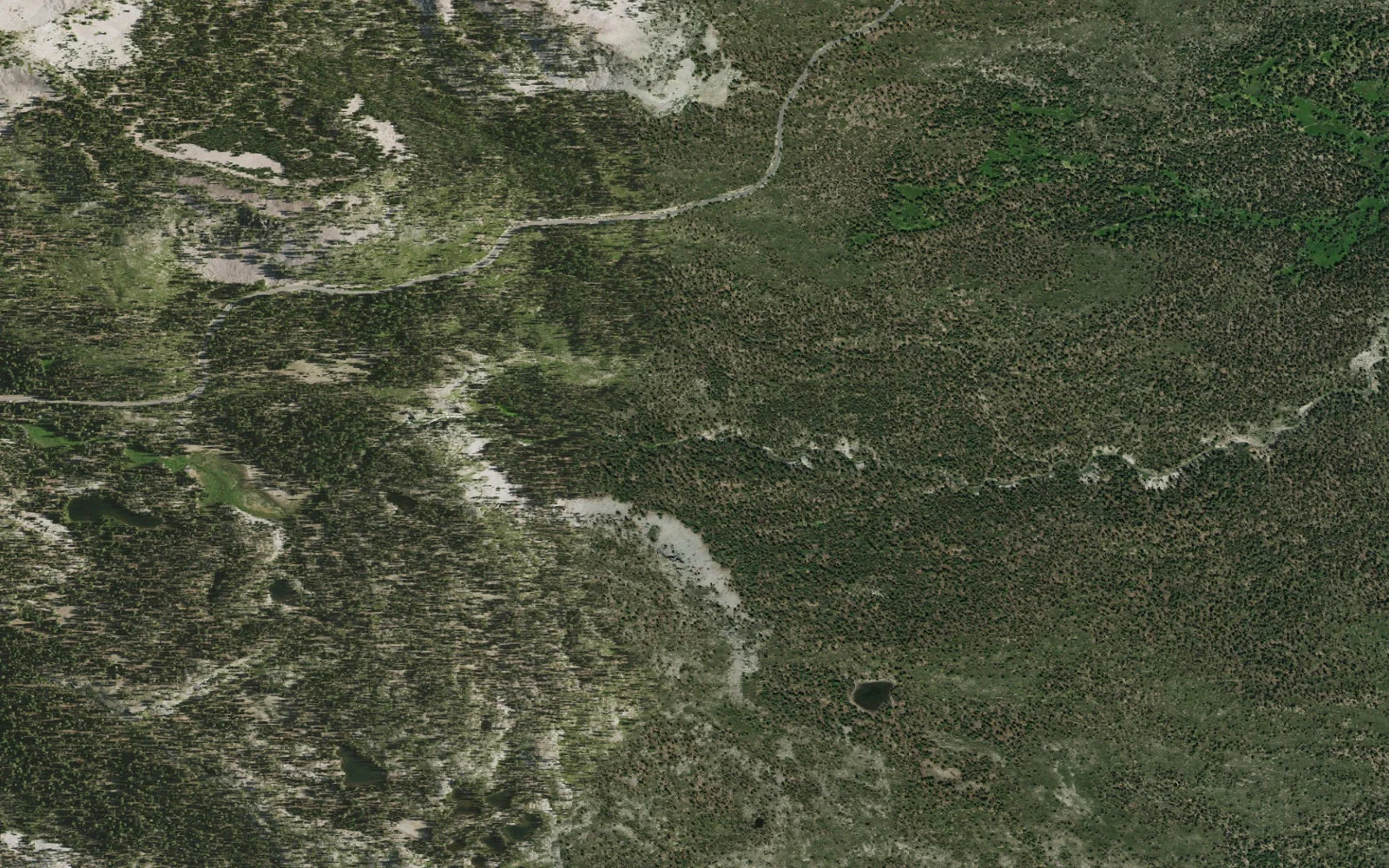 Aerial view centered on Kings Creek camp area