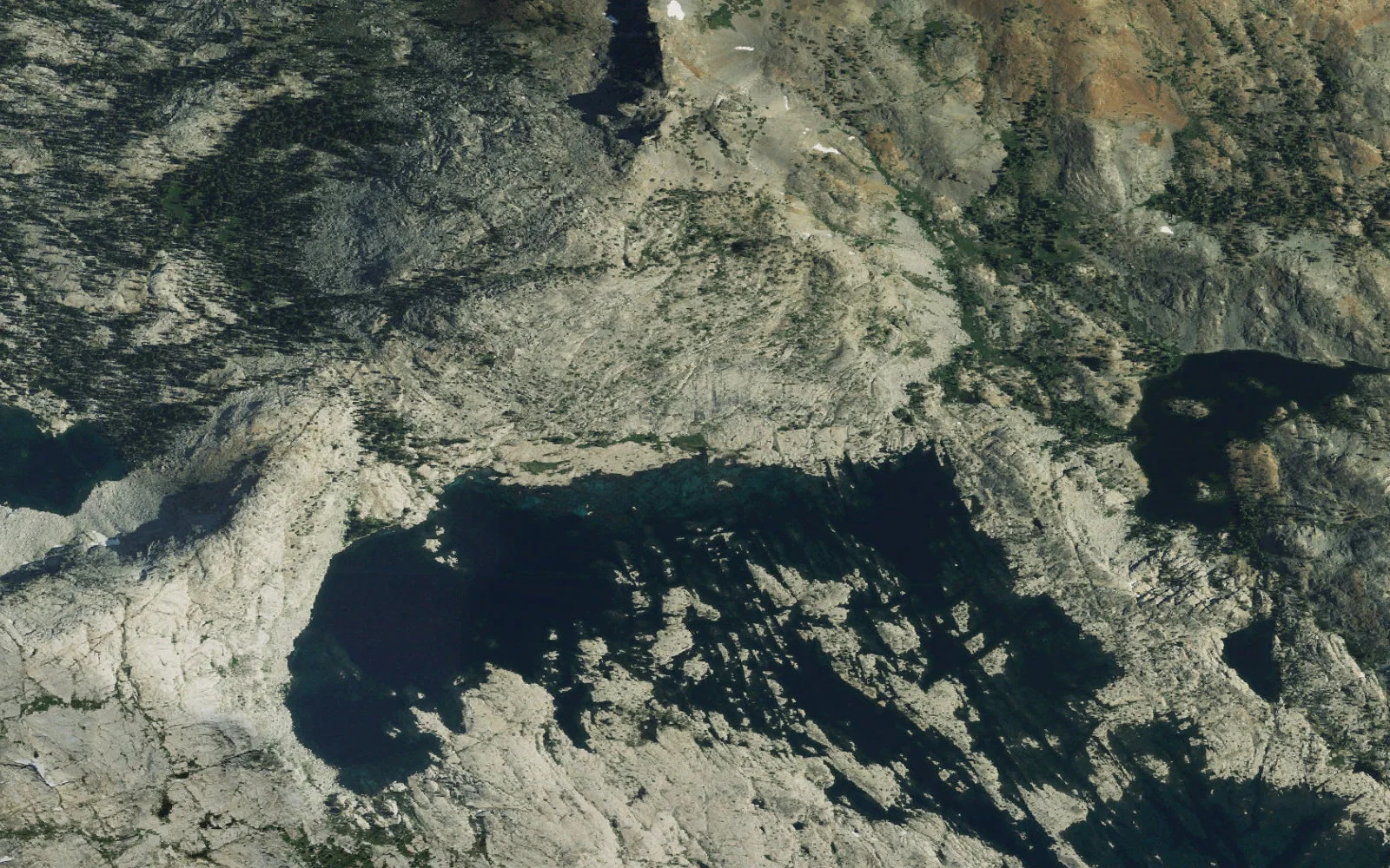 Aerial view centered on Lake Aloha camp area