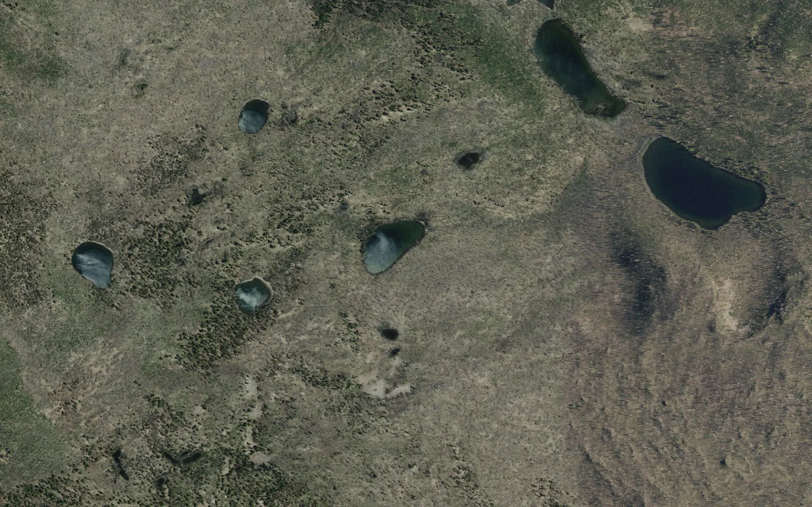 Aerial view centered on Bear Lakes camp area