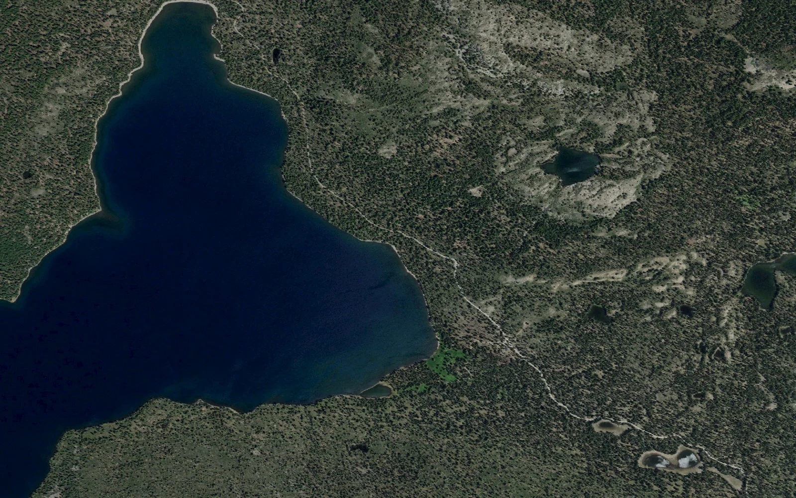 Aerial view centered on Crystal Lake camp area
