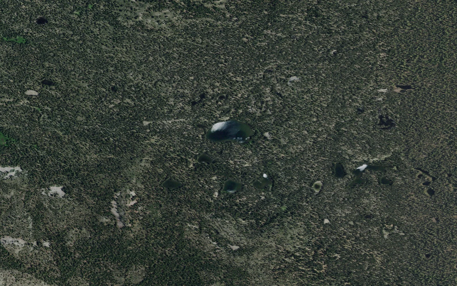 Aerial view centered on Jakey Lake camp area
