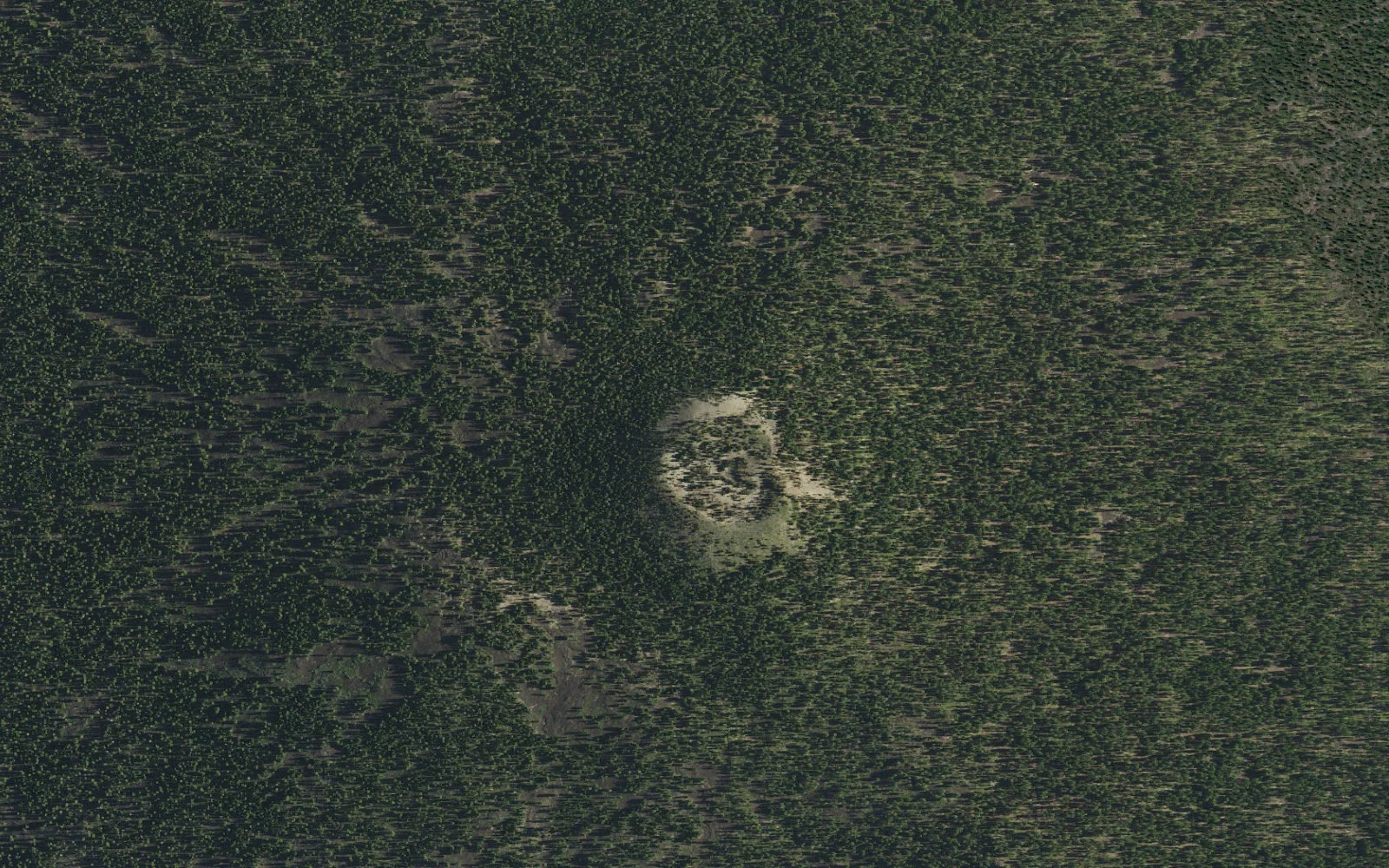 Aerial view centered on Prospect Peak camp area