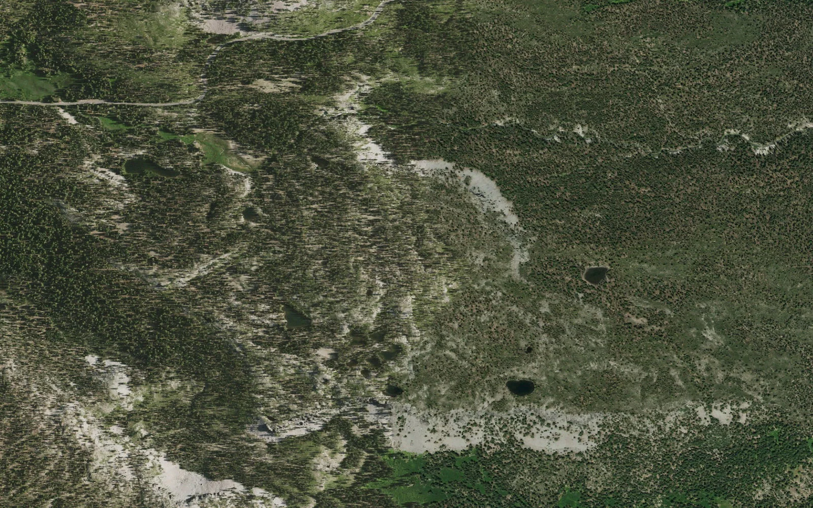 Aerial view centered on Sifford Lakes camp area