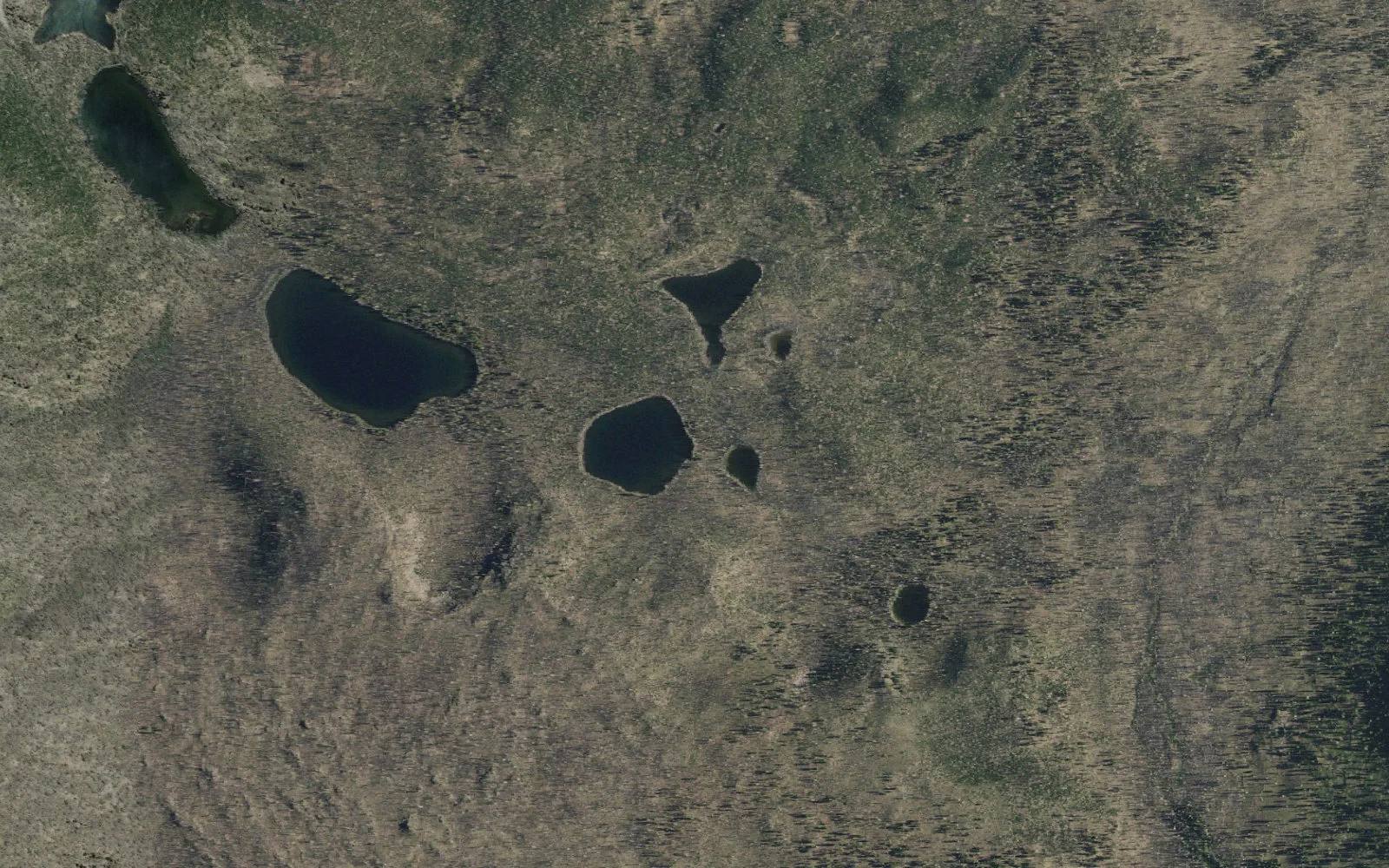 Aerial view centered on Silver and Feather Lakes camp area