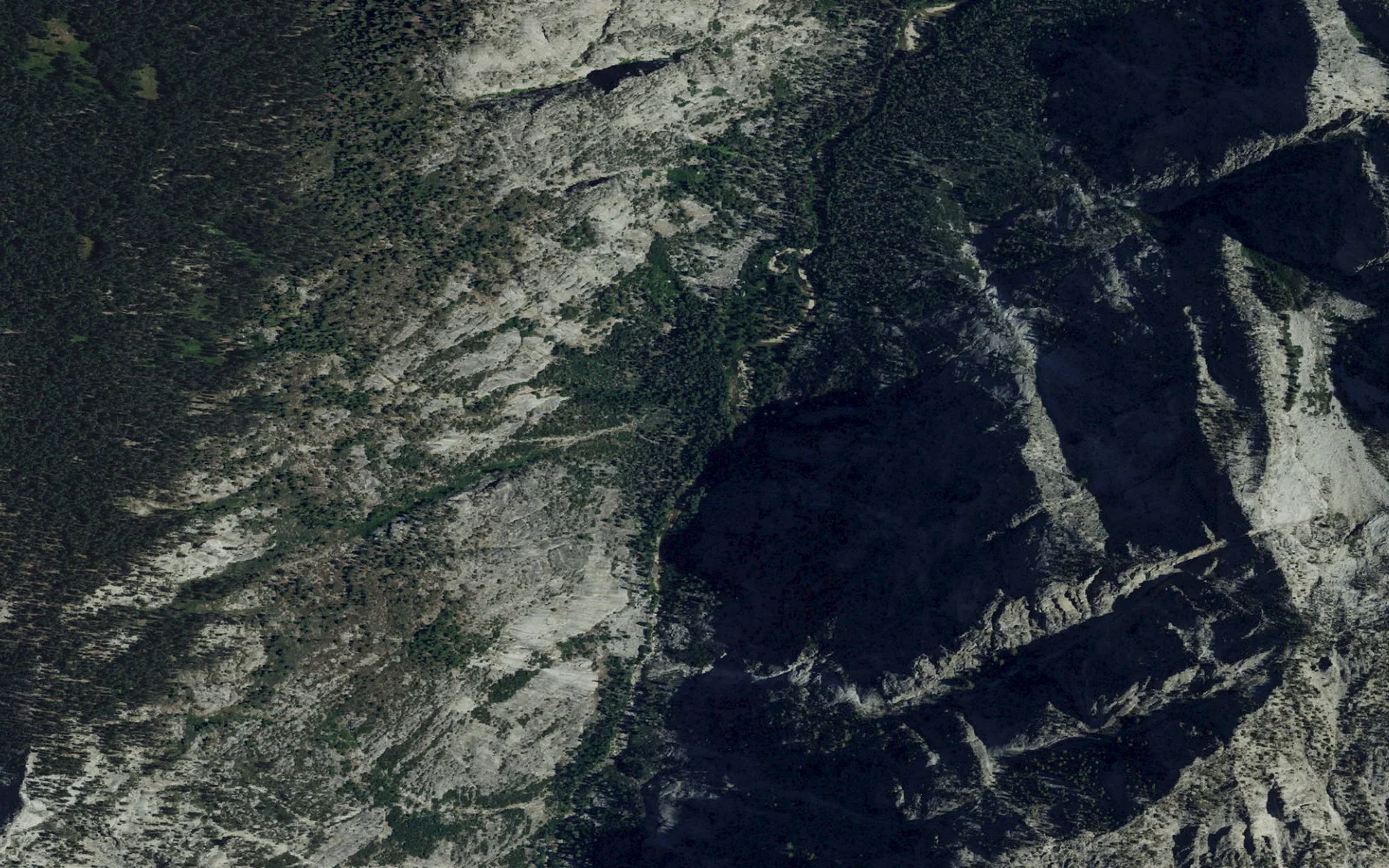 Aerial view centered on Lower Paradise Valley camp area