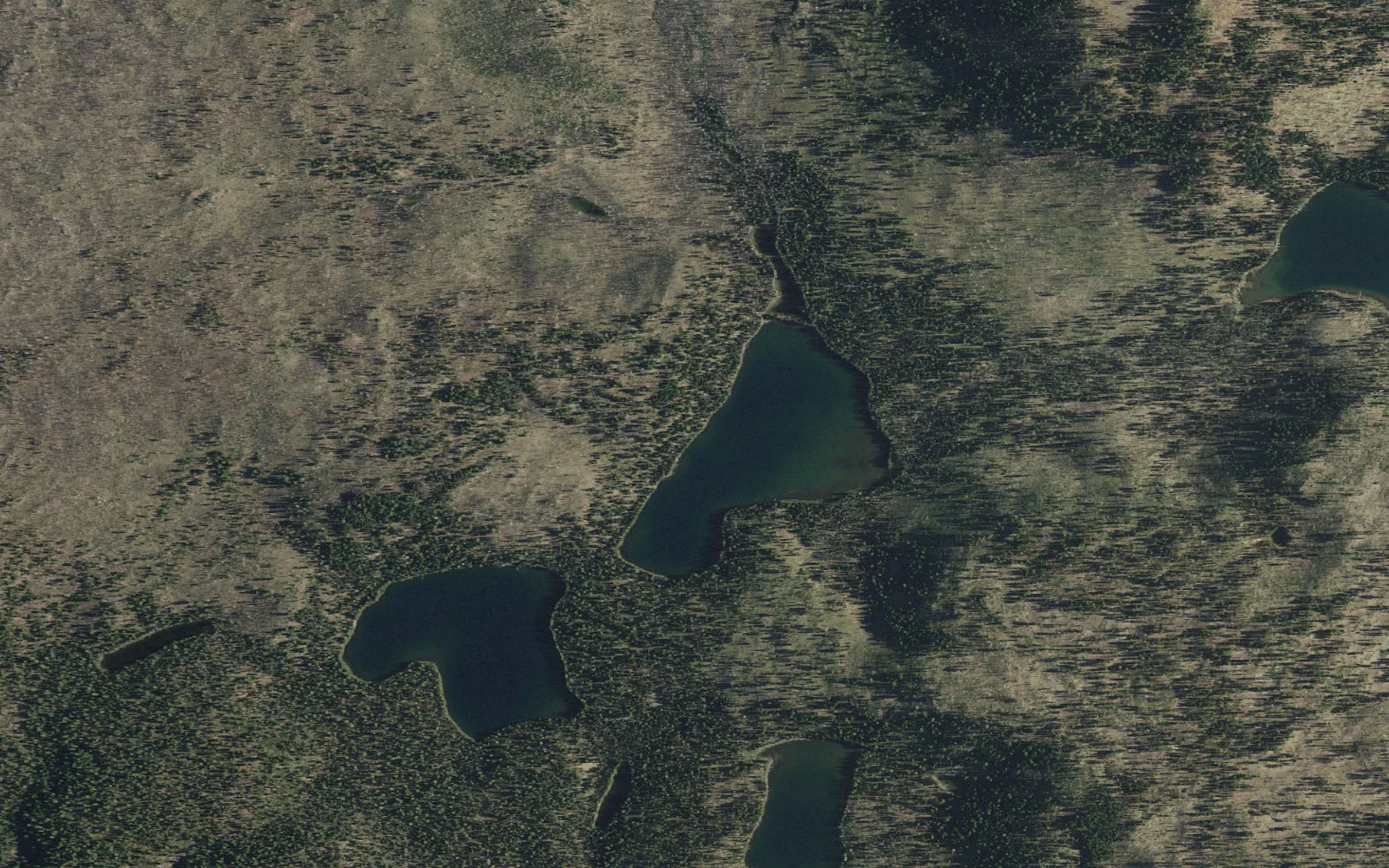 Aerial view centered on Lower Twin Lake camp area