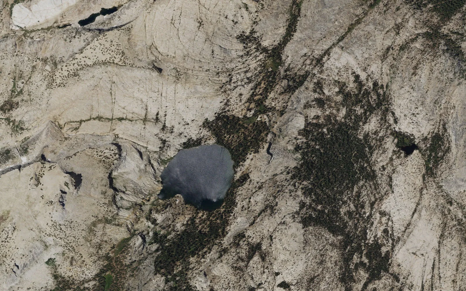 Aerial view centered on May Lake camp area