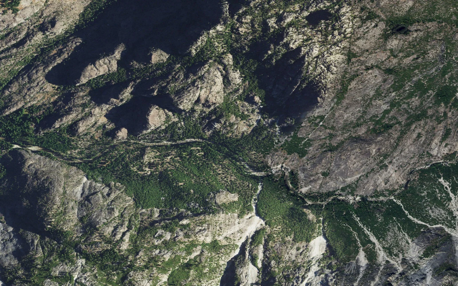 Aerial view centered on Pate Valley camp area