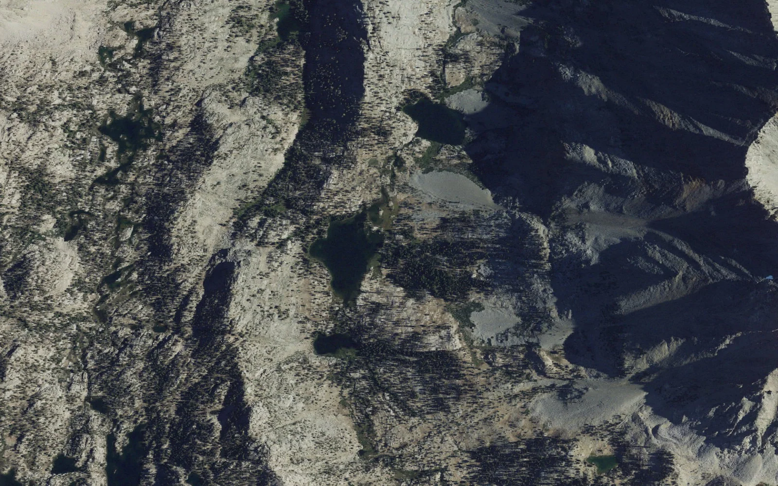 Aerial view centered on Arrowhead Lake camp area
