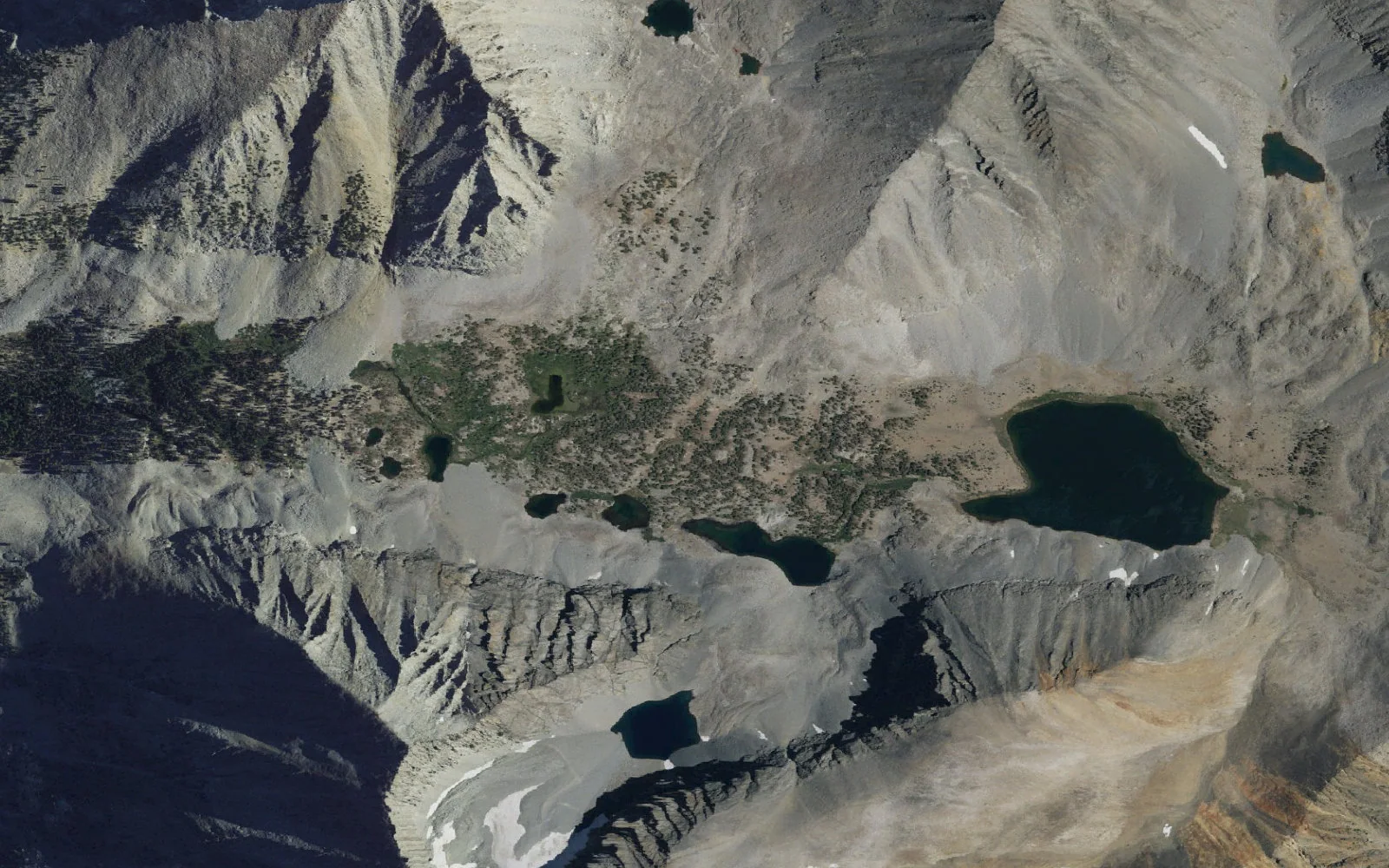 Aerial view centered on Baxter Basin camp area
