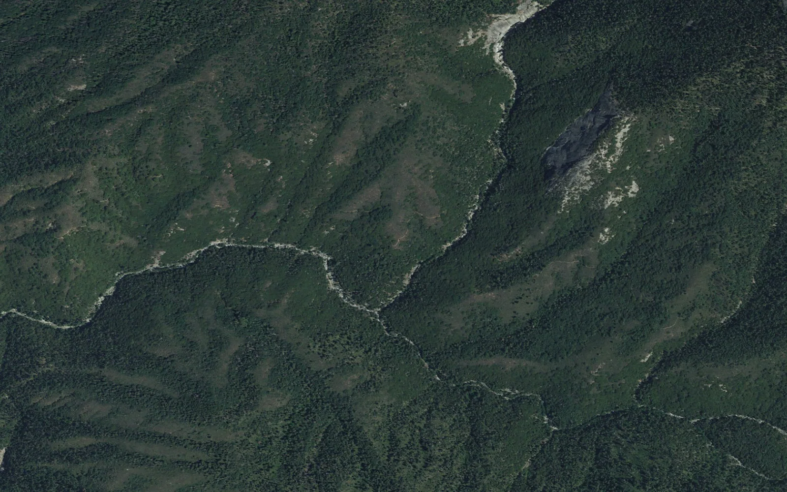 Aerial view centered on Buck Canyon camp area