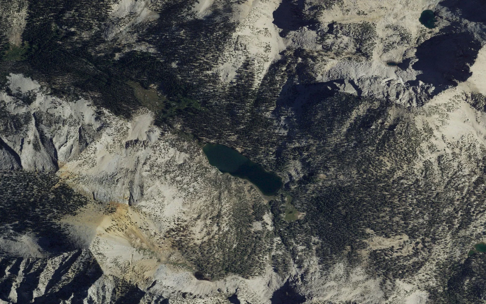 Aerial view centered on Charlotte Lake camp area