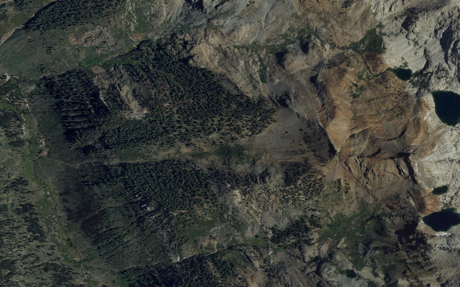 Aerial view centered on Chihuahua Bowl camp area