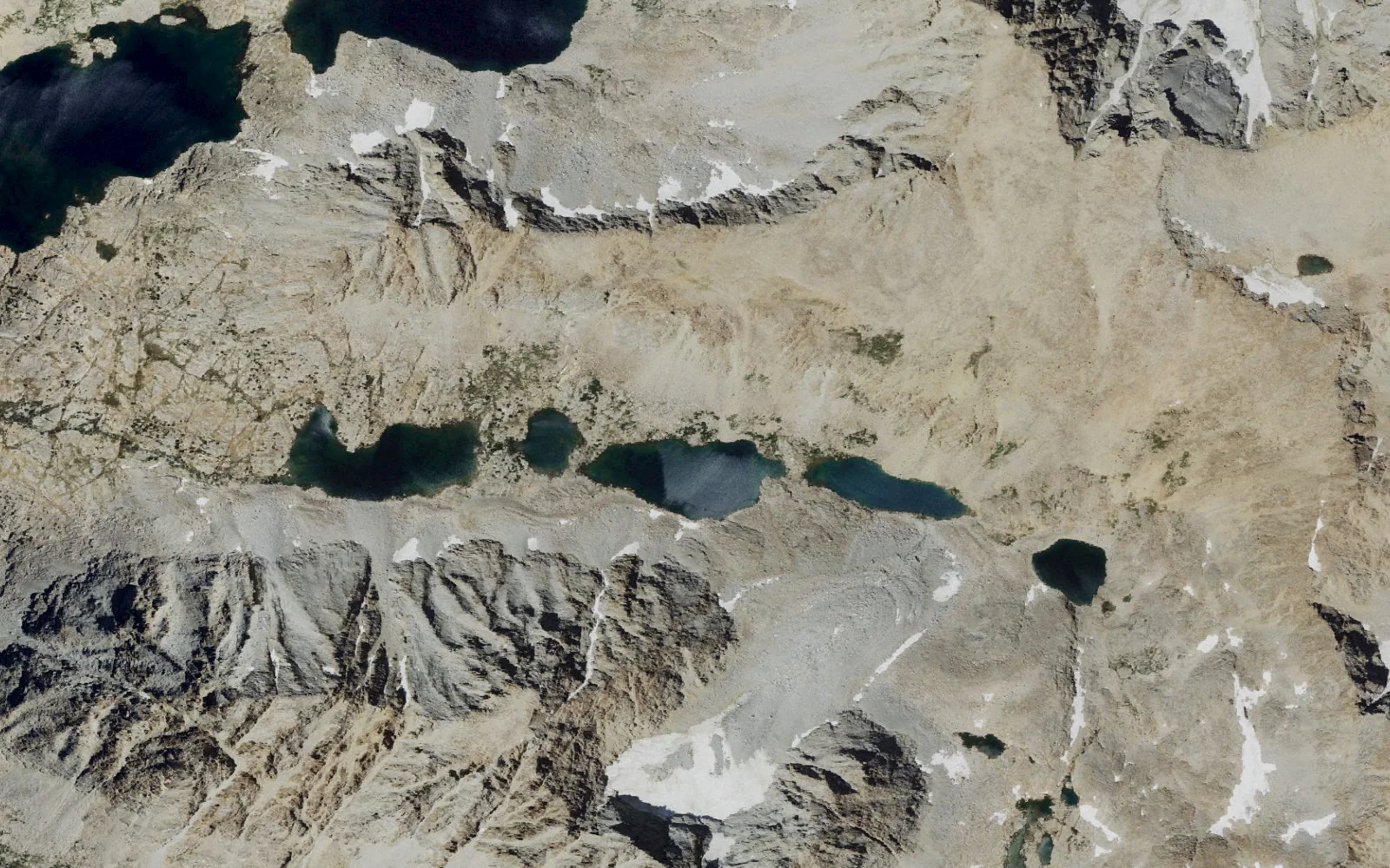 Aerial view centered on Darwin Lakes camp area