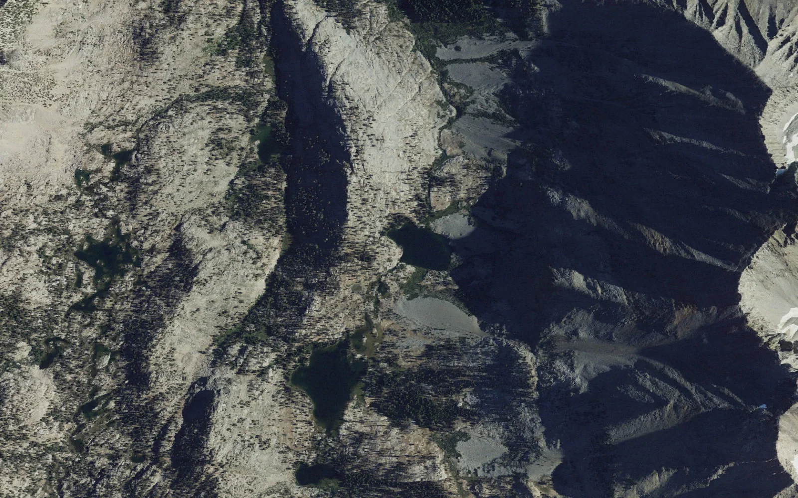 Aerial view centered on Dollar Lake camp area