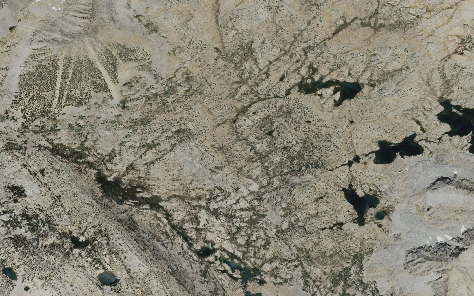 Aerial view centered on Dusy Basin camp area