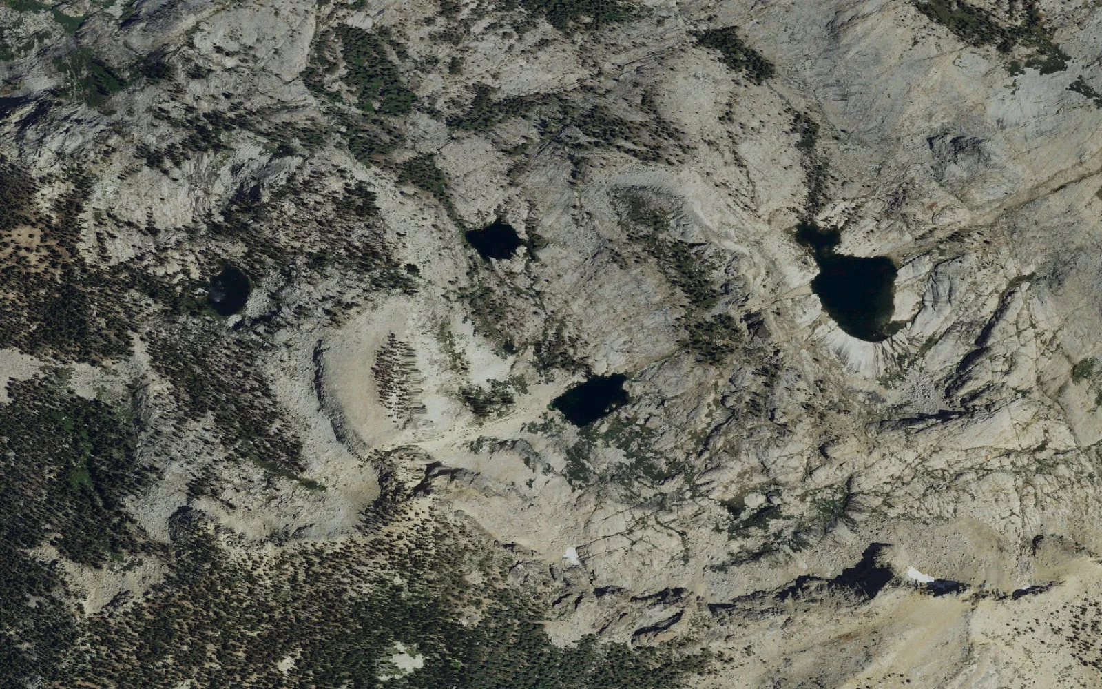 Aerial view centered on Emerald Lake camp area