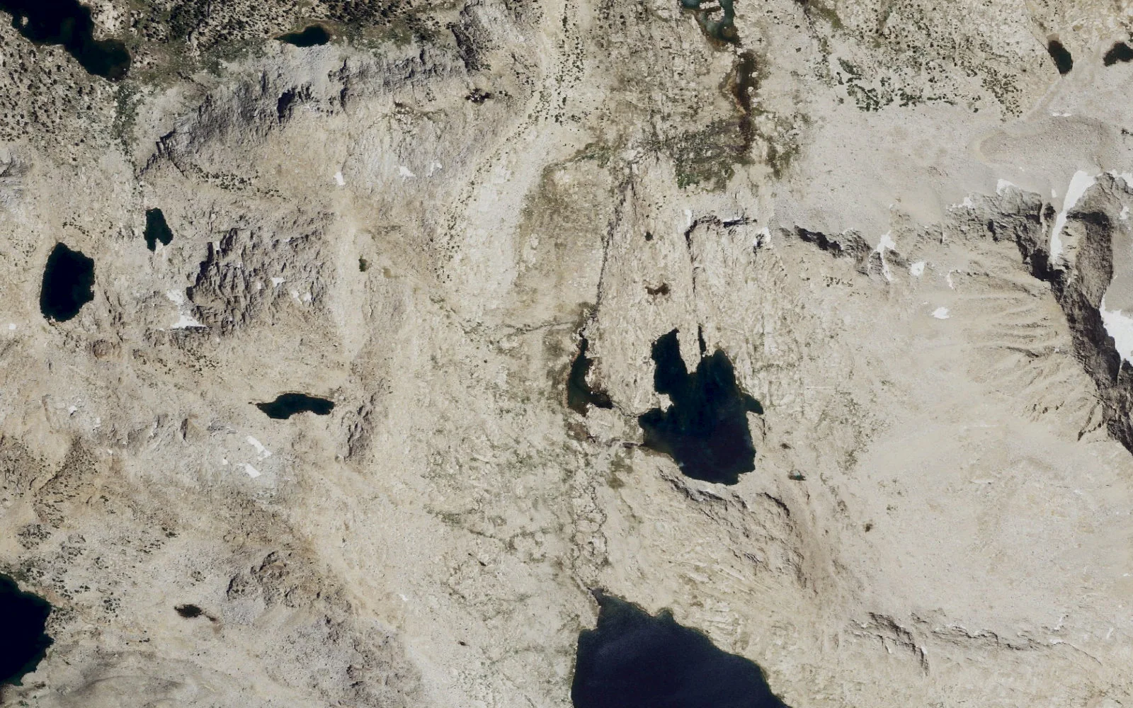 Aerial view centered on Evolution Basin camp area