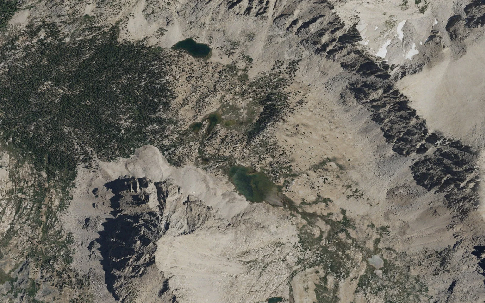 Aerial view centered on Golden Bear Lake camp area