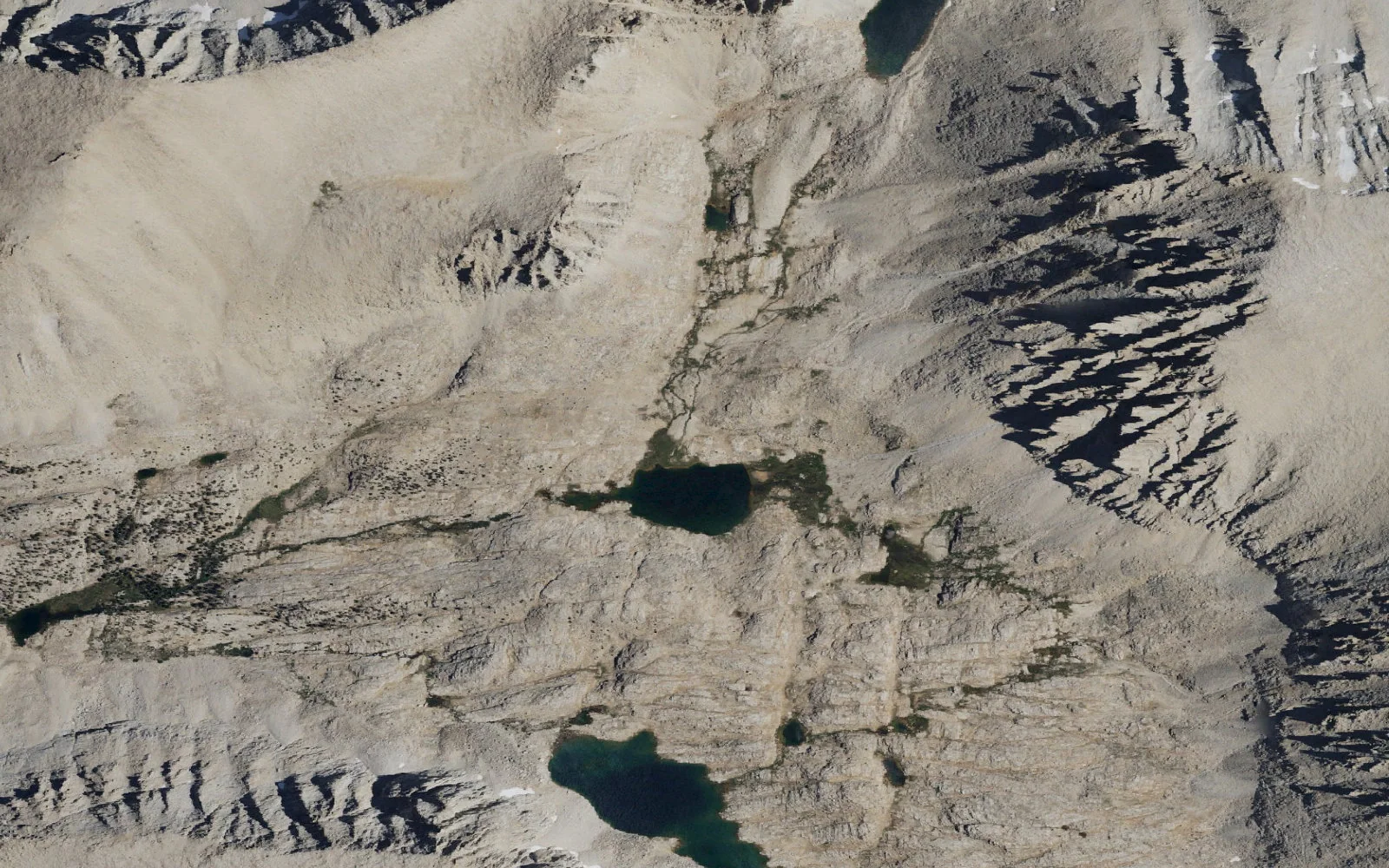 Aerial view centered on Guitar Lake camp area