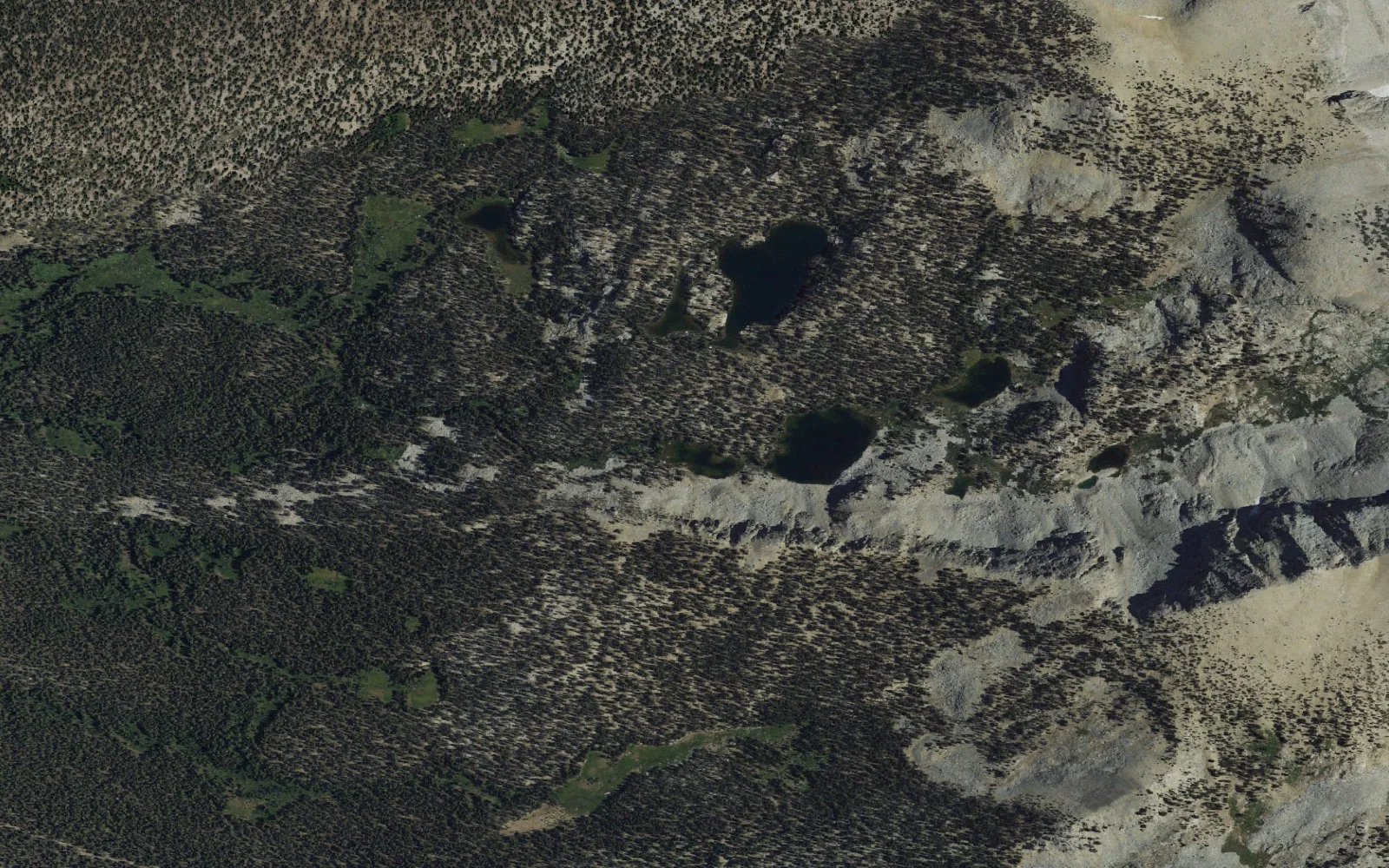 Aerial view centered on Horseshoe Lakes camp area