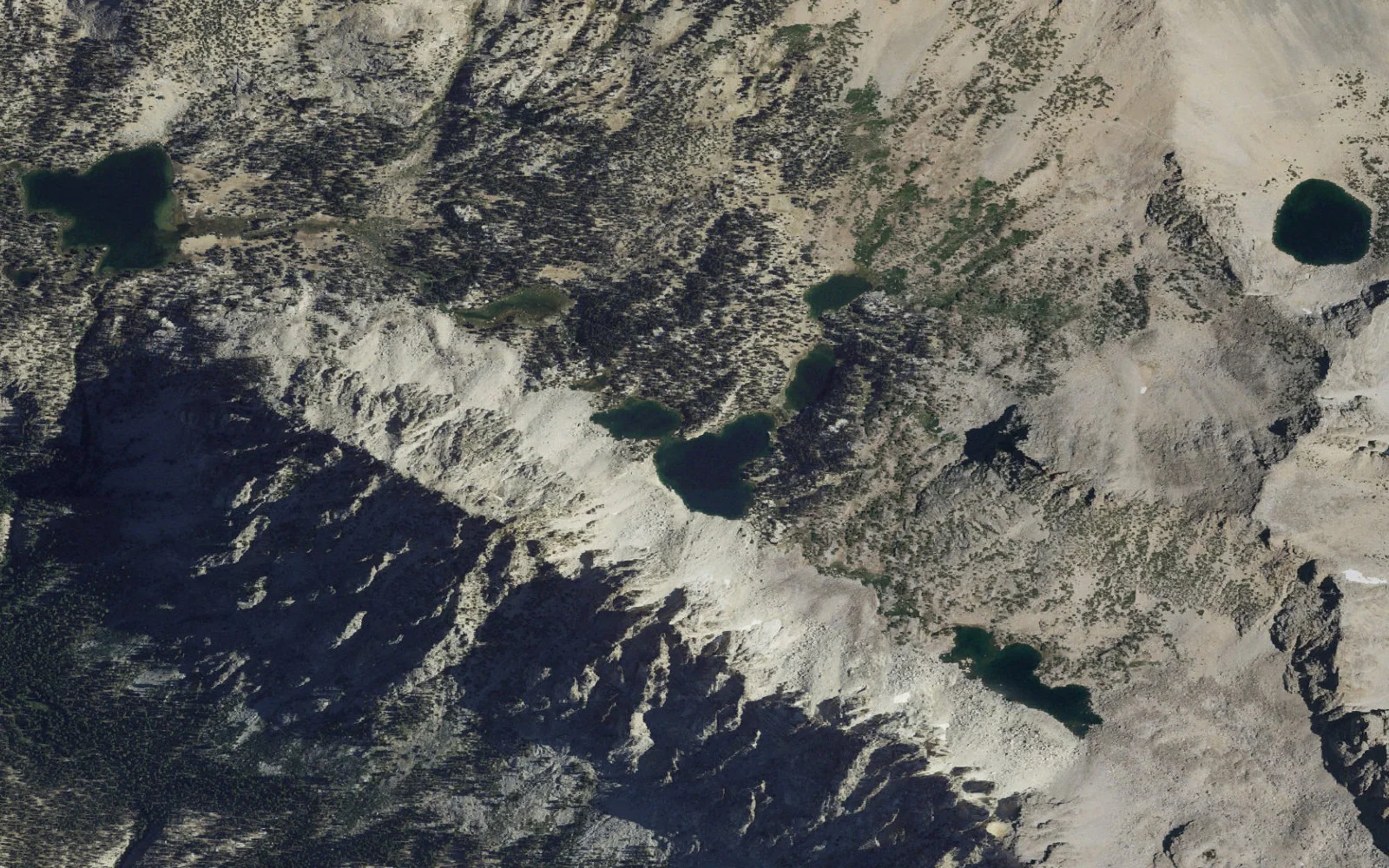 Aerial view centered on Kearsarge Lakes camp area