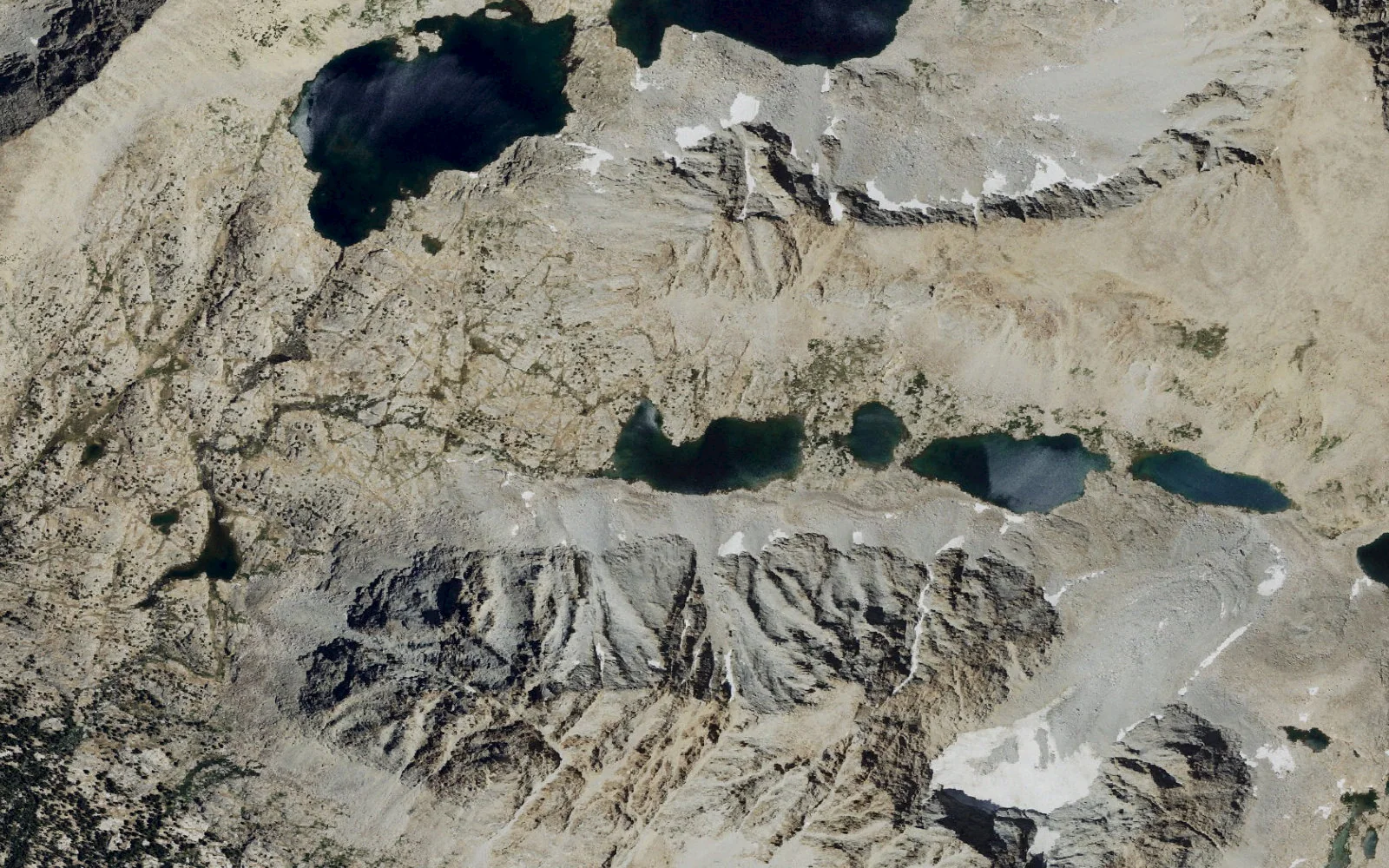 Aerial view centered on Lake 11,592 camp area