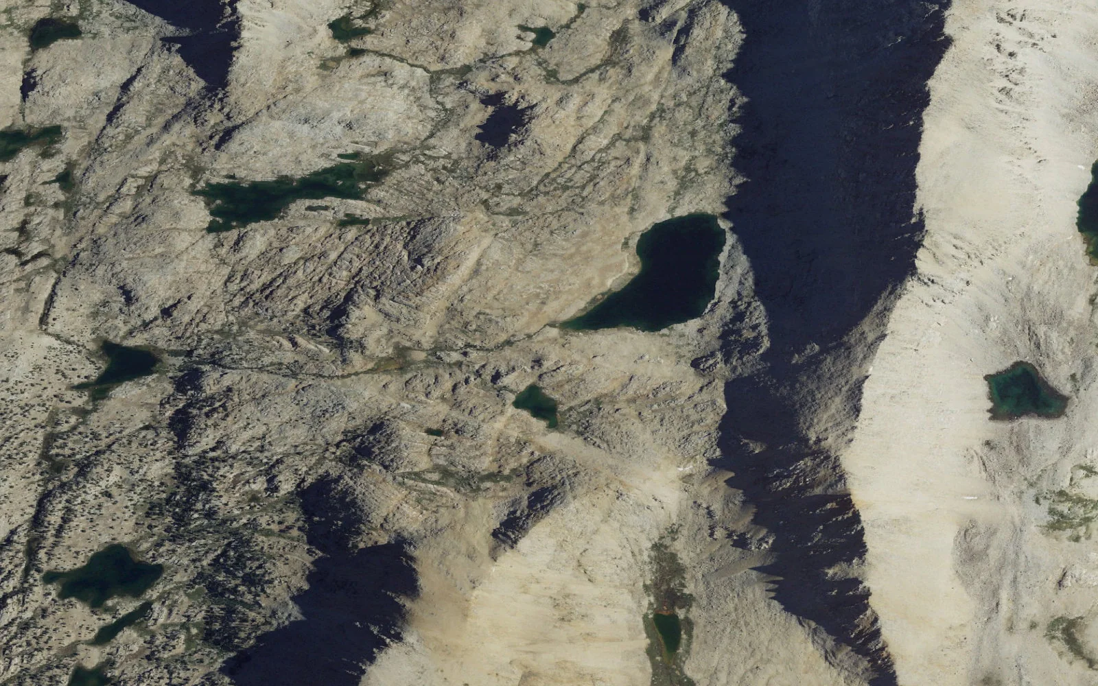 Aerial view centered on Lake South America camp area