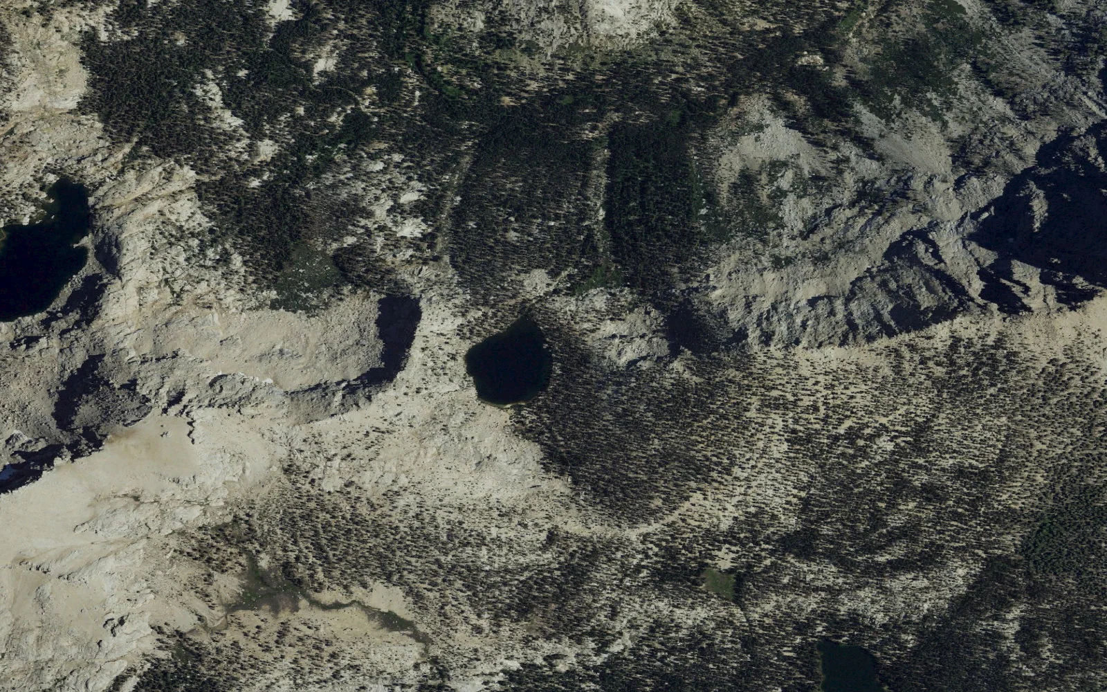 Aerial view centered on Little Claire Lake camp area