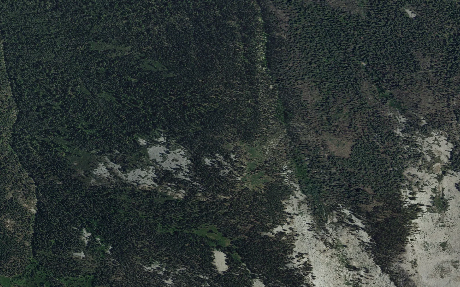Aerial view centered on Paradise Ridge Camp Area camp area
