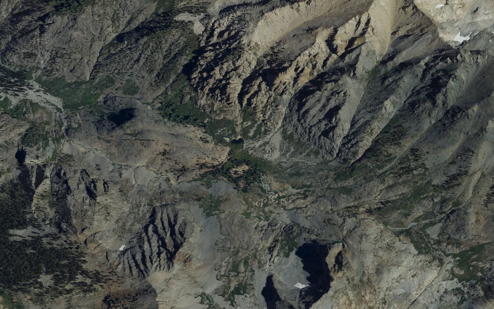 Aerial view centered on Pinto Lake camp area