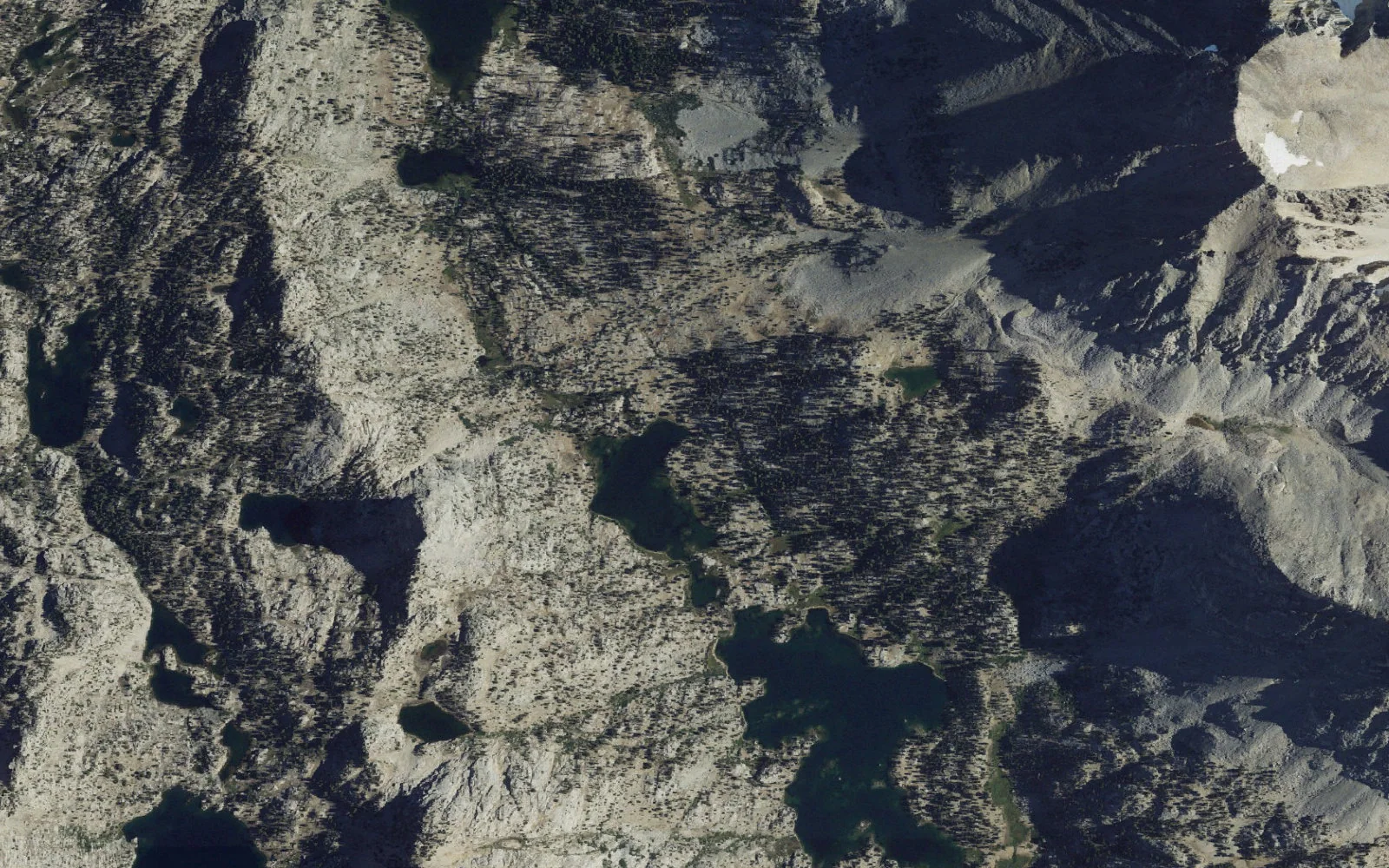 Aerial view centered on Ranger Retreat Lake camp area