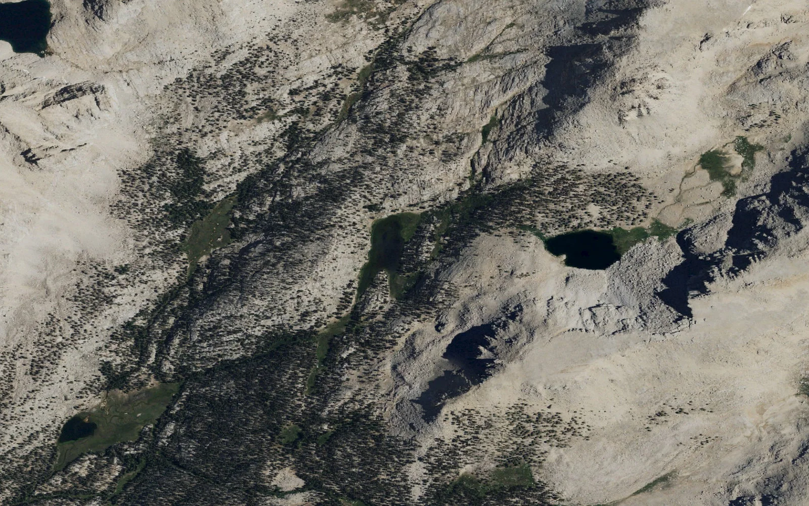 Aerial view centered on Rock Creek Lake camp area