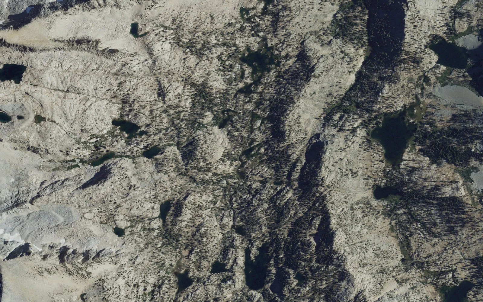 Aerial view centered on Sixty Lake Basin camp area