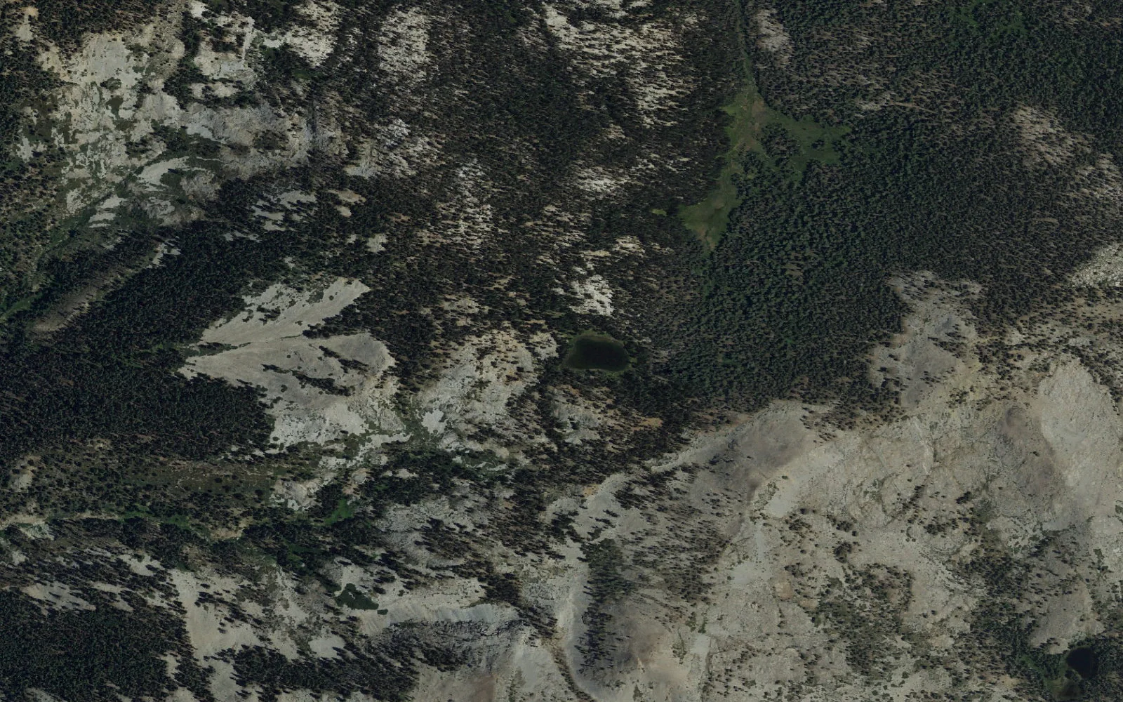 Aerial view centered on Summit Lake camp area