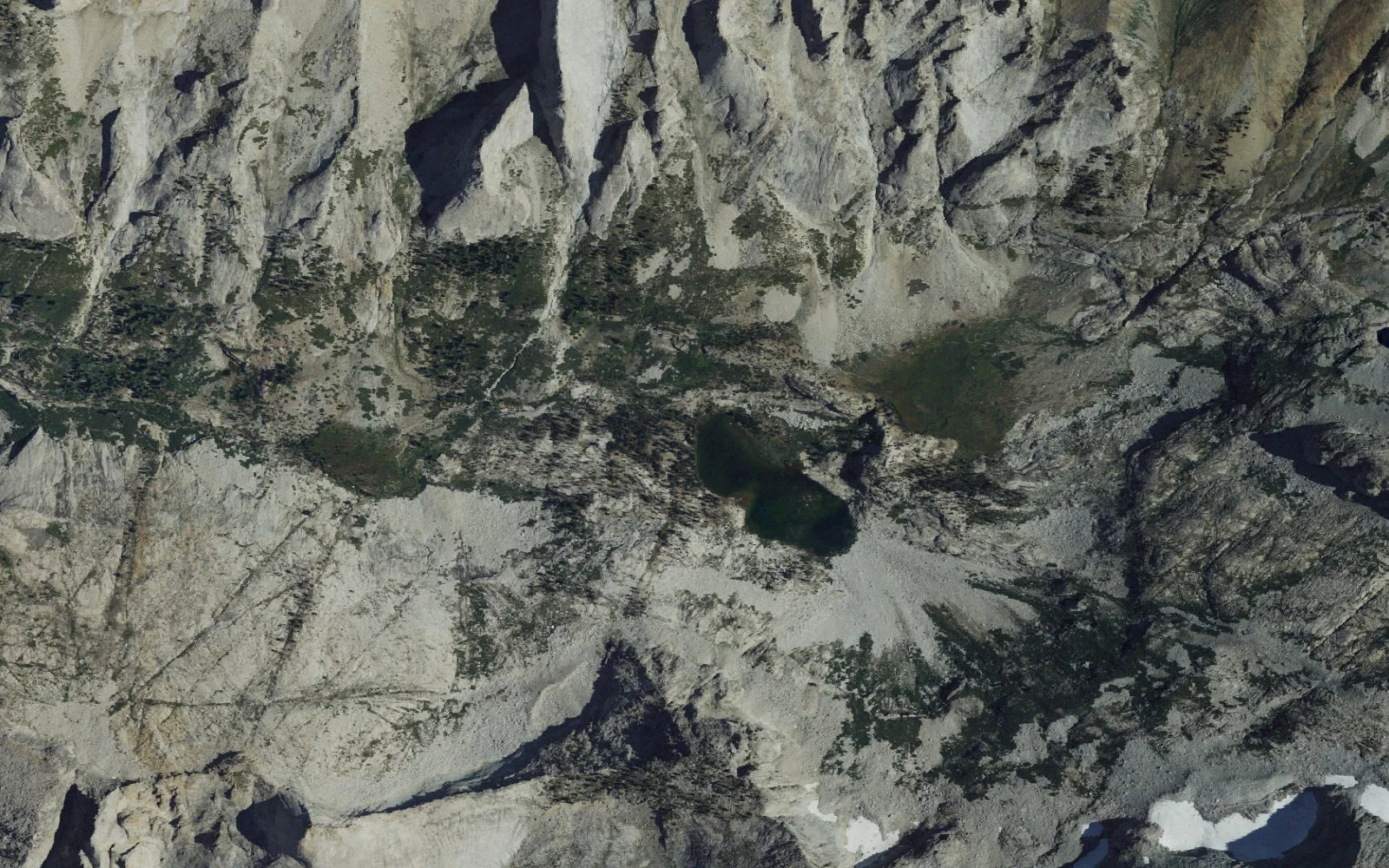 Aerial view centered on Tamarack Lake camp area