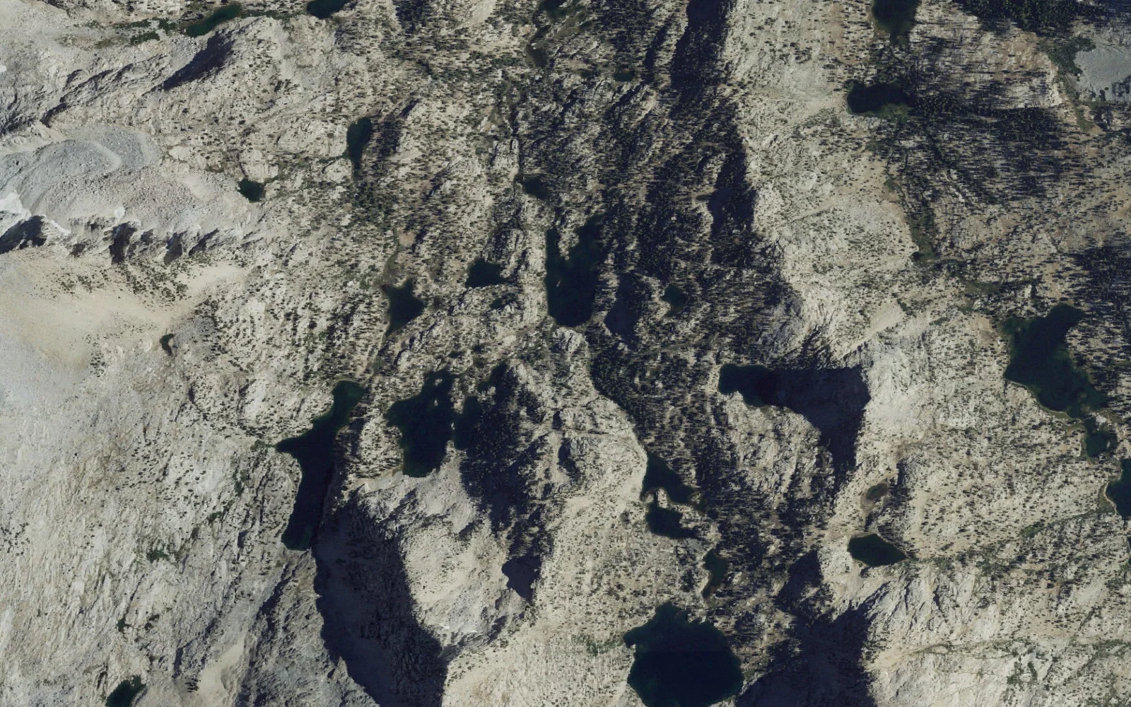 Aerial view centered on Tulip Lake camp area