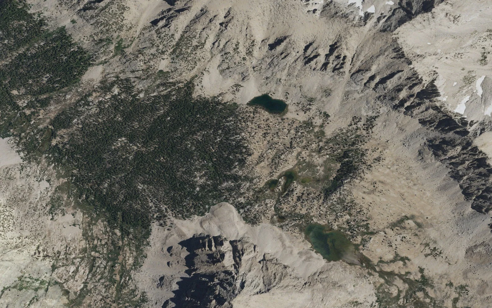 Aerial view centered on University Lake camp area