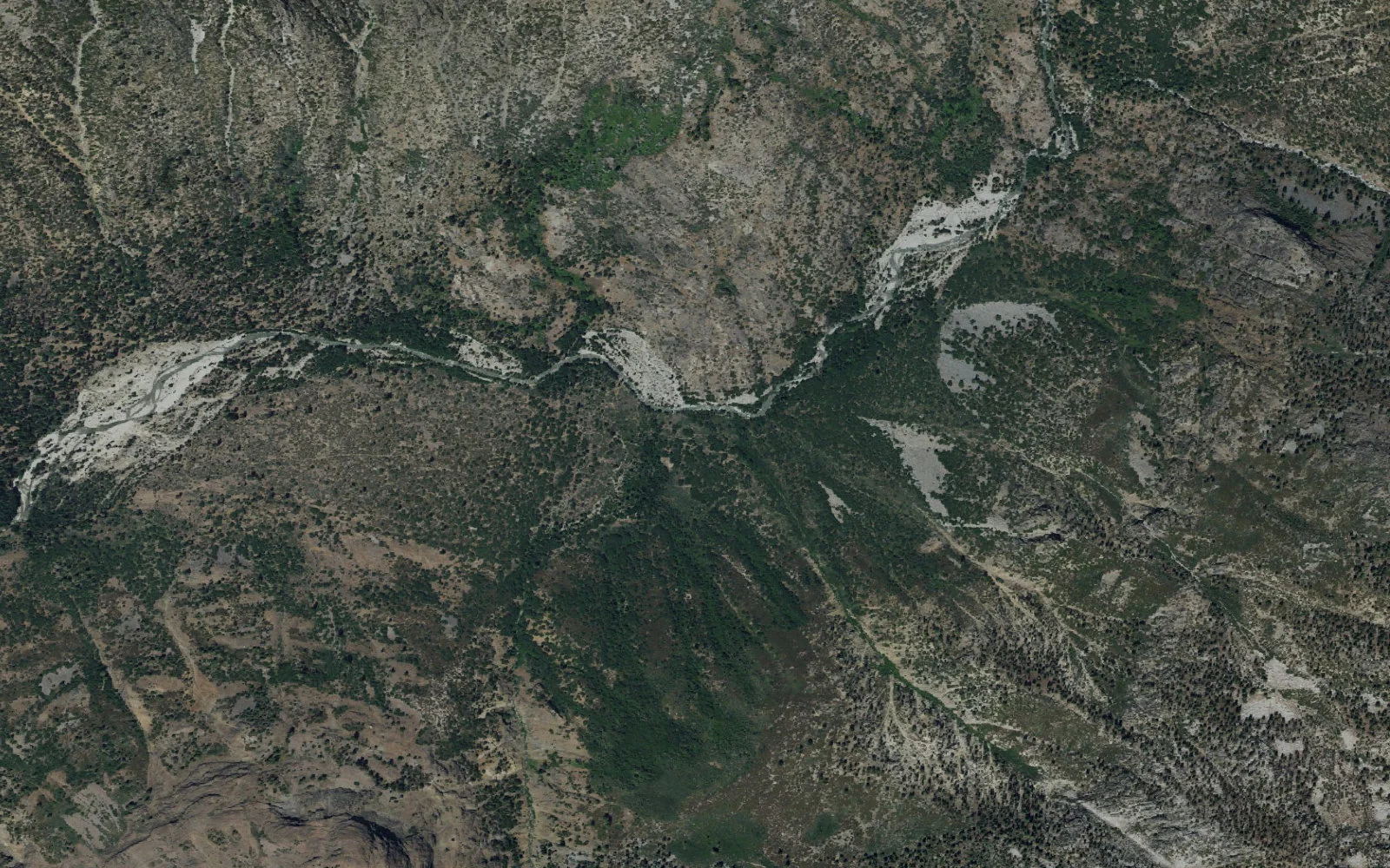 Aerial view centered on Windy Canyon camp area