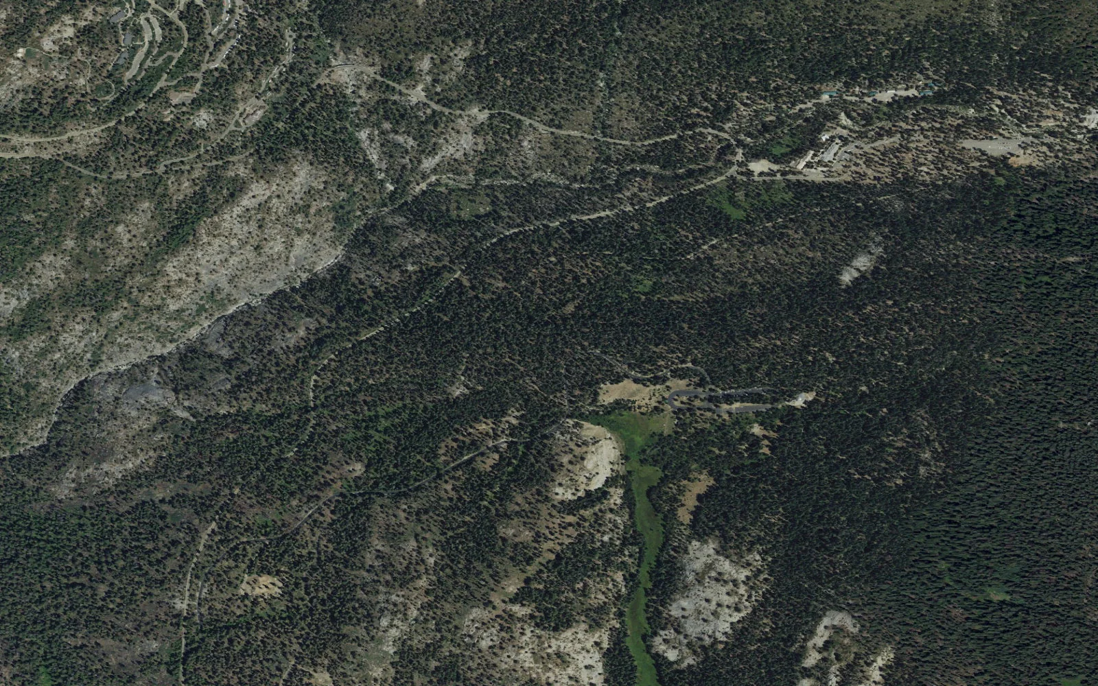 Aerial view centered on Wolverton Lake camp area