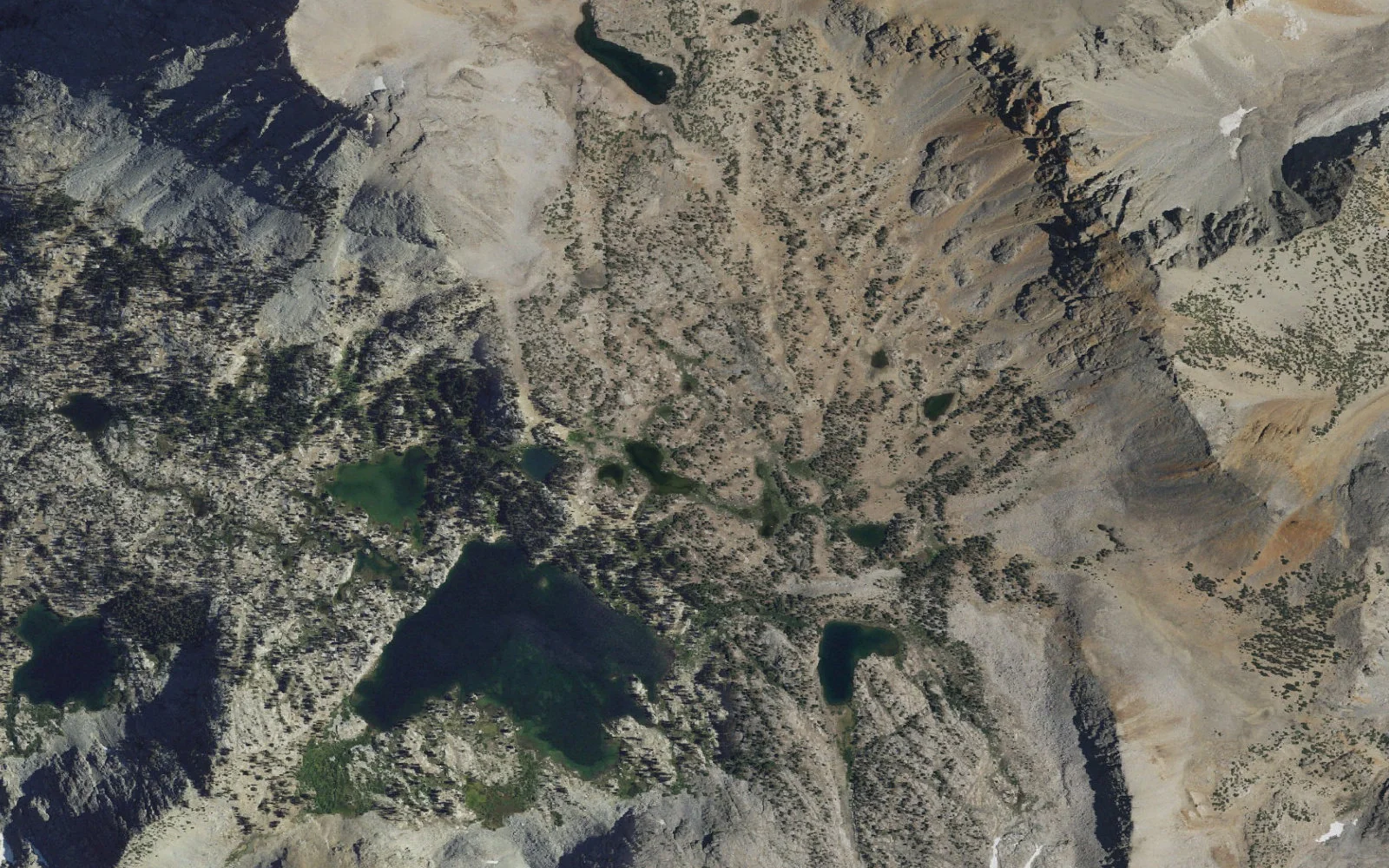 Aerial view centered on Woods Lake Basin camp area