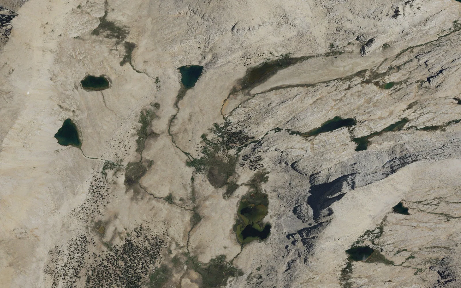 Aerial view centered on Wright Lakes camp area