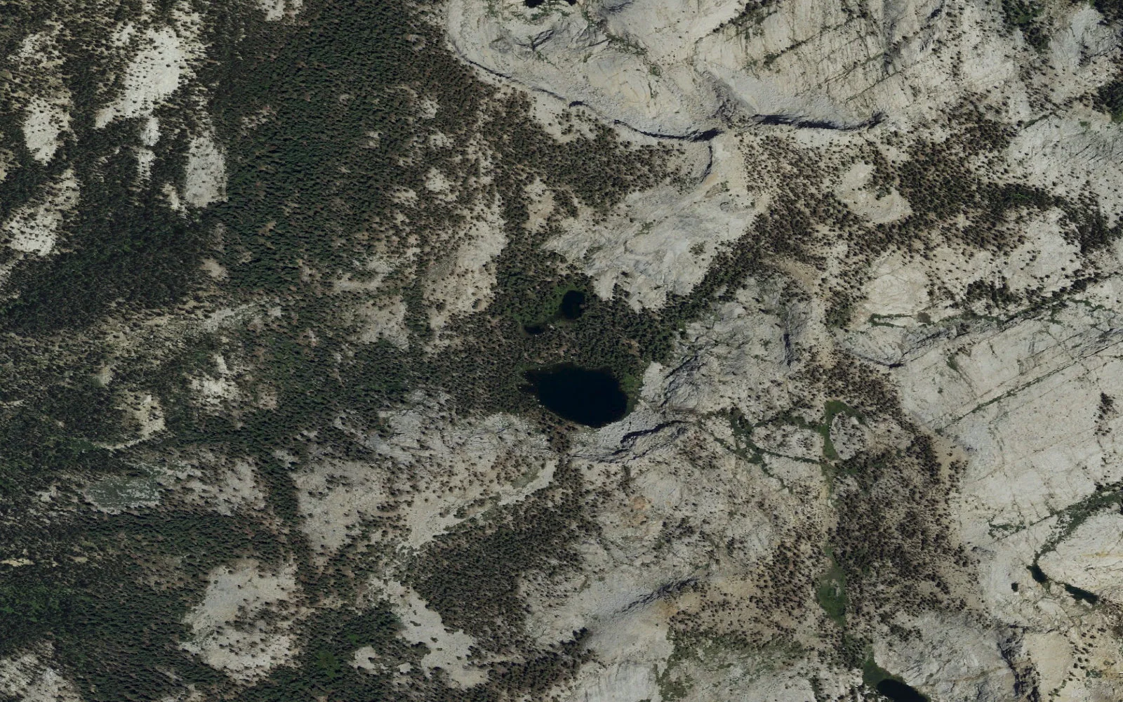 Aerial view centered on Twin Lakes camp area