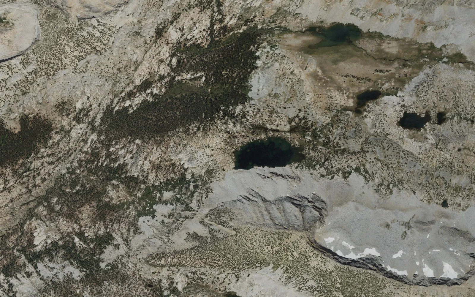 Aerial view centered on Bernice Lake camp area