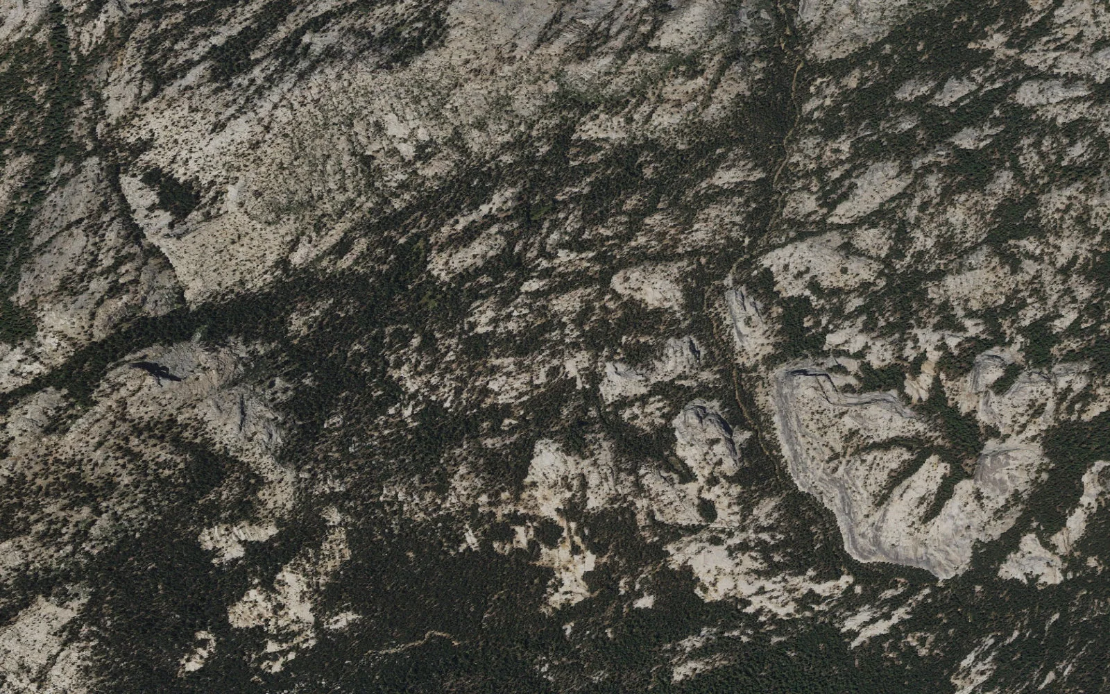 Aerial view centered on Cathedral Creek camp area