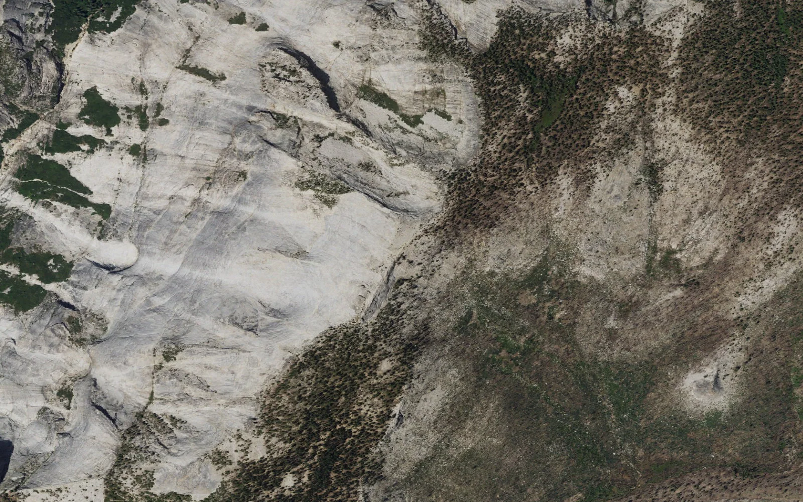 Aerial view centered on Clouds Rest camp area