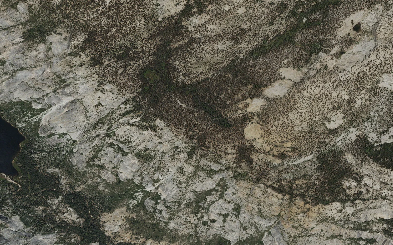 Aerial view centered on Cony Crags camp area